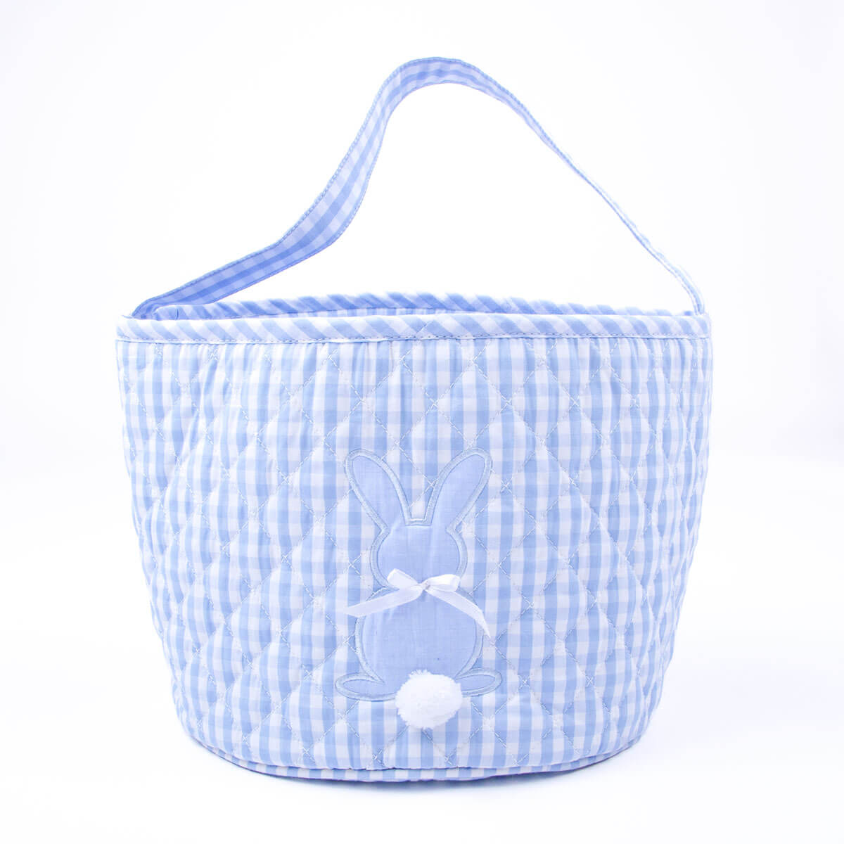 Easter Basket Bunny Applique Blue Gingham