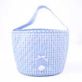 Easter Basket Bunny Applique Blue Gingham