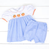 Pumpkin Vine Blue Gingham Collared Dress