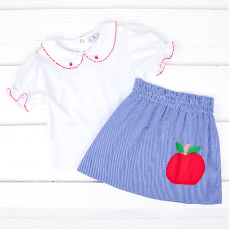 Apple Pocket Navy Skort Set