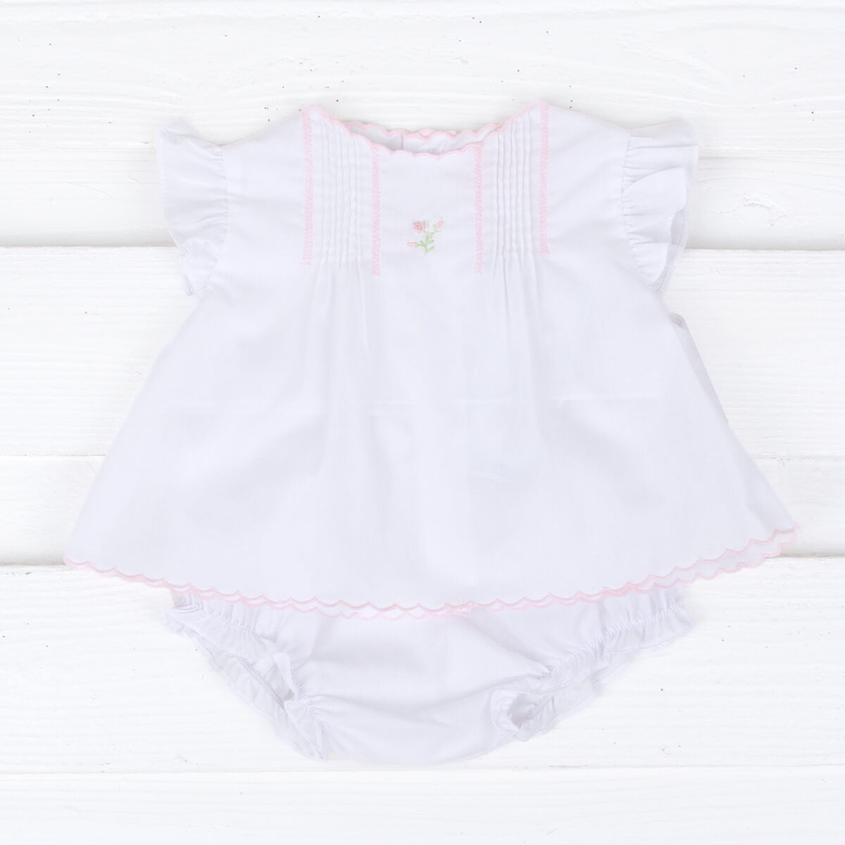 Bloomer Set with Pink Embroidered Flowers