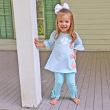 Tumbled Pumpkin Turquoise Stripe Milly Legging Set