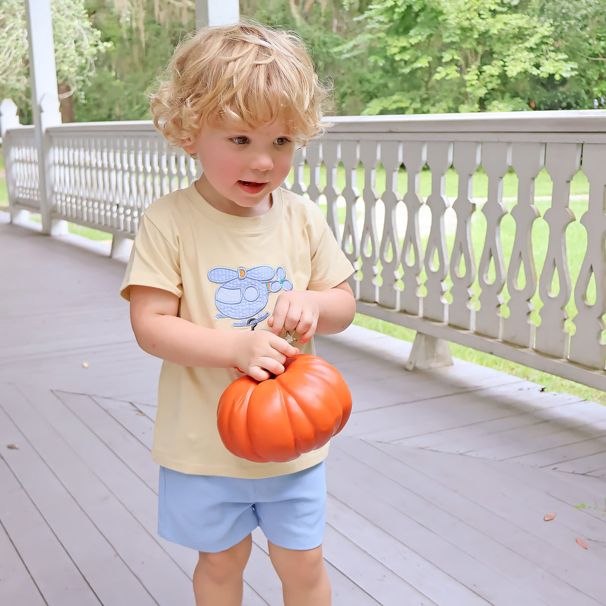 Pumpkin Helicopter Tan Short Sleeve Shirt