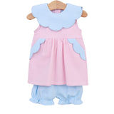 Penelope Scalloped Light Pink Bloomer Set