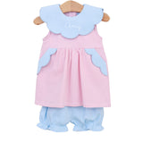 Penelope Scalloped Light Pink Bloomer Set