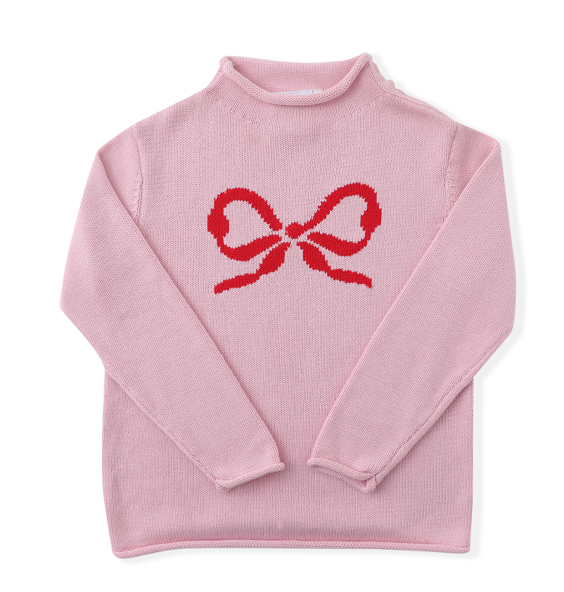 Ribbon Turtleneck Pink Knit Sweater