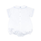 Blue Cross Single Smocked White Pique Boy Bubble