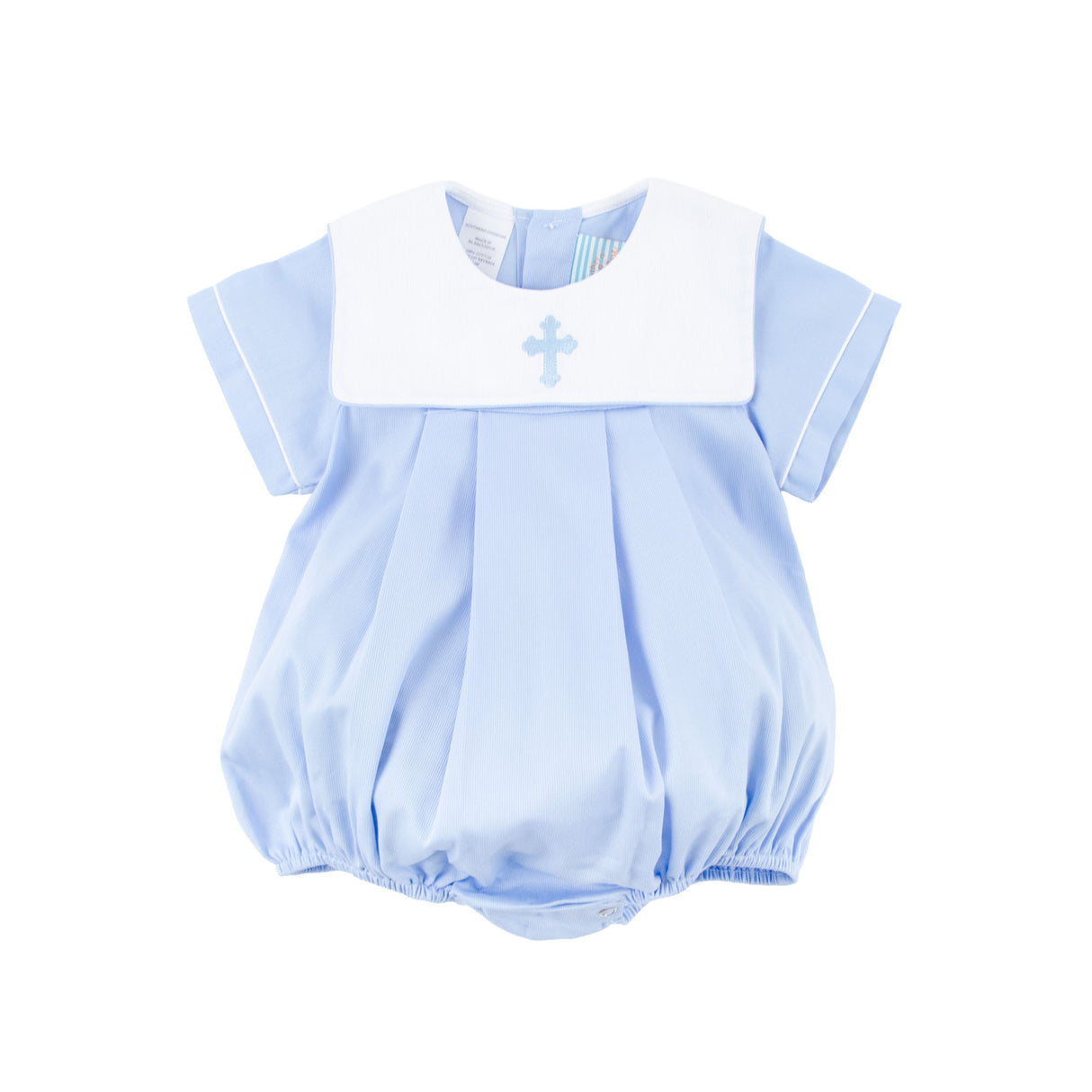 Blue Cross Embroidered Bib Boy Bubble
