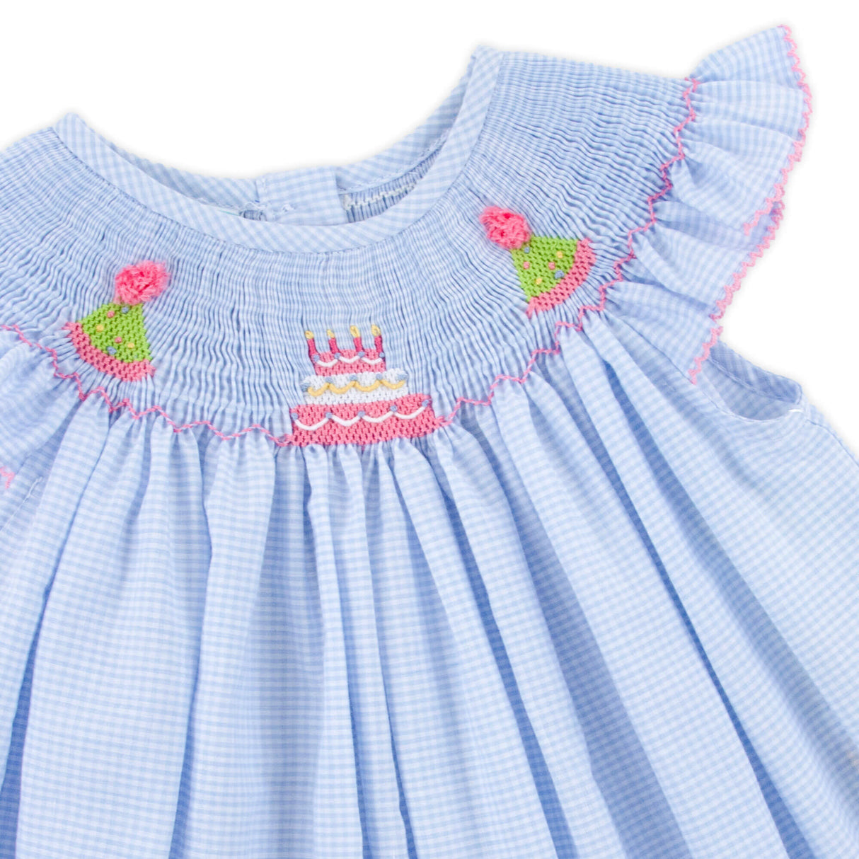 Birthday Smocked Light Blue Gingham Dress