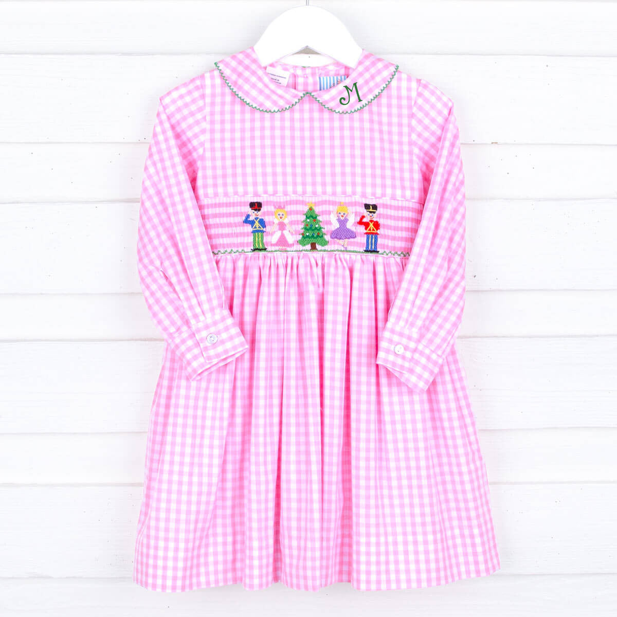 Nutcracker Christmas Smocked Long Sleeve Dress