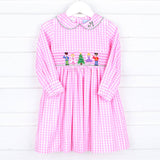 Nutcracker Christmas Smocked Long Sleeve Dress