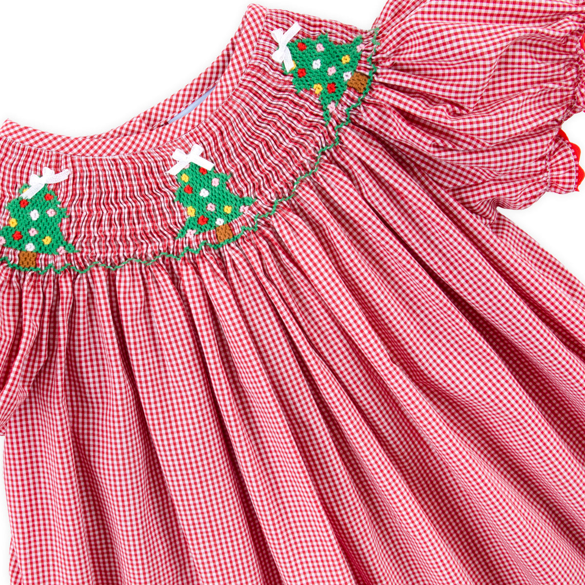 Twinkly Tree Red Smocked Bloomer Set