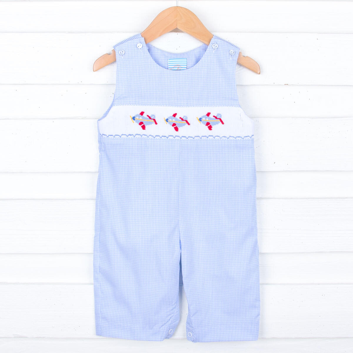 Fly High Smocked Airplane Longall Blue