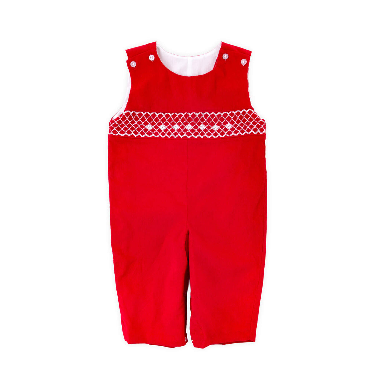 Red Corduroy Smocked Geo Longall