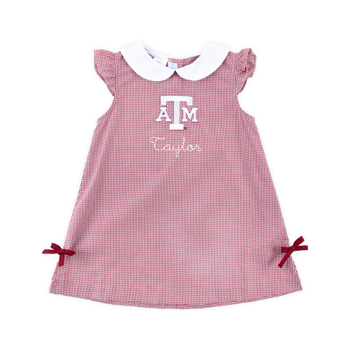 Texas A&M Embroidered Maroon Gingham Dress