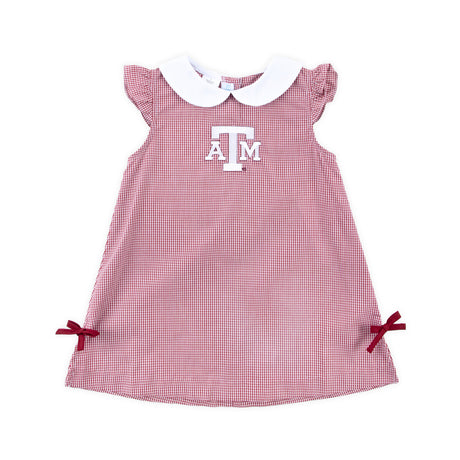 Texas A&M Embroidered Maroon Gingham Dress