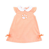 Clemson Embroidered Orange Gingham Dress