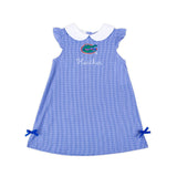 Florida Embroidered Royal Blue Gingham Dress