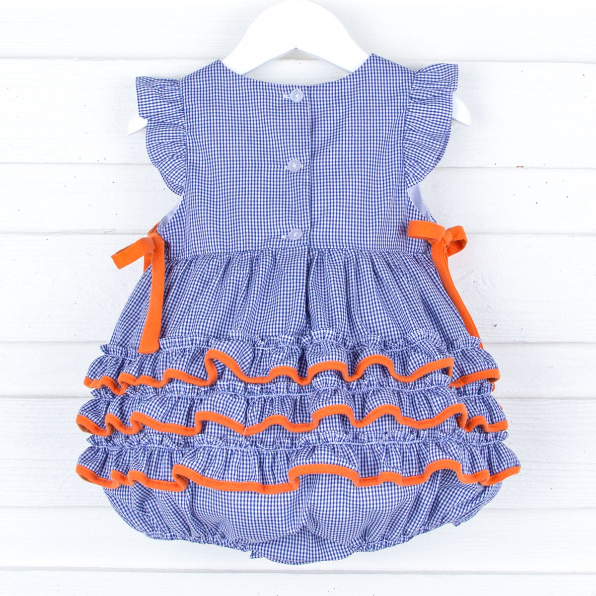 Auburn Embroidered Navy Ruffle Bubble