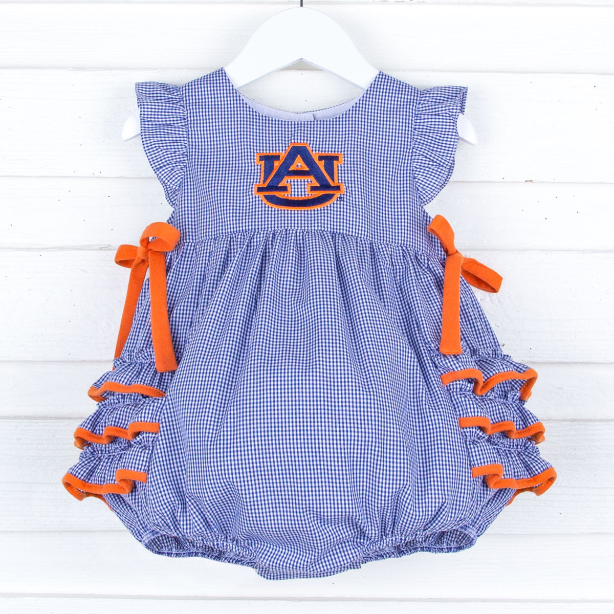 Auburn Embroidered Navy Ruffle Bubble – Classic Whimsy