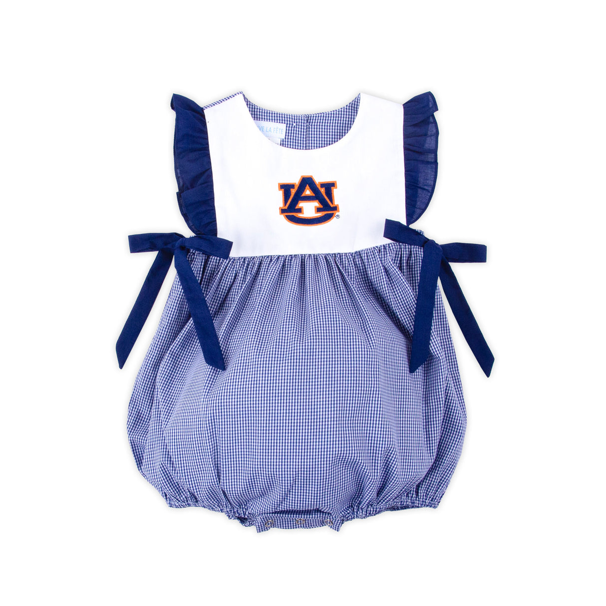 Auburn Embroidered Navy Gingham Bubble