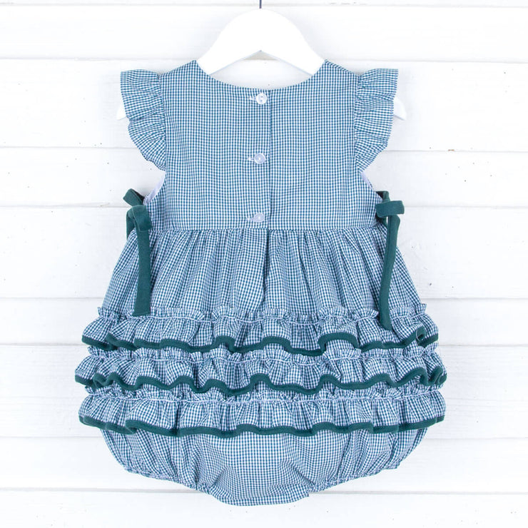 Baylor Embroidered Hunter Green Ruffle Bubble