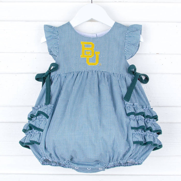 Baylor Embroidered Hunter Green Ruffle Bubble