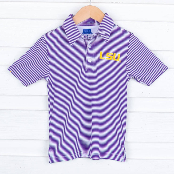 LSU Embroidered Purple Performance Polo