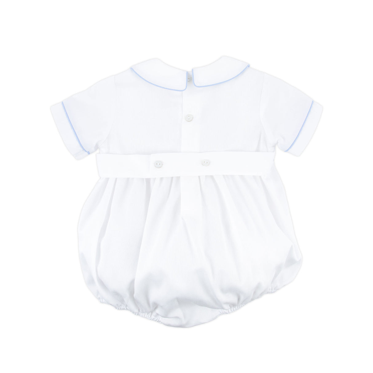 Smocked Blue Cross White Boy Bubble