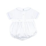 Smocked Blue Cross White Boy Bubble