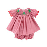 Twinkly Tree Red Smocked Bloomer Set
