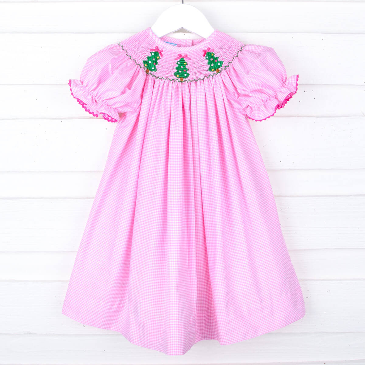 Oh Christmas Tree Smocked Bishop Dress