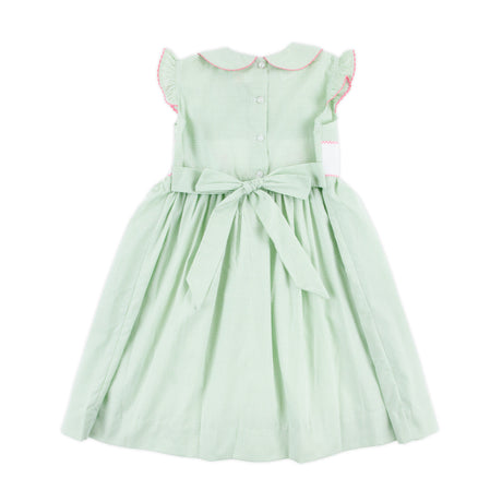 Happy Bunny Light Green Gingham Smocked Collared Dress