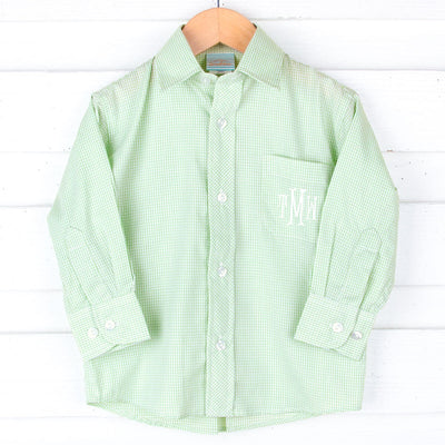 Light Green Gingham Button Down Shirt