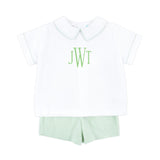 Light Green Gingham Collared Short Set