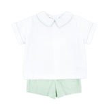 Light Green Gingham Collared Short Set