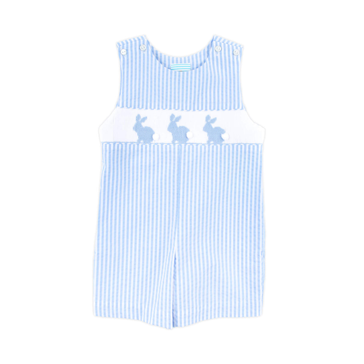 Spring Bunnies Blue Stripe Smocked Jon Jon