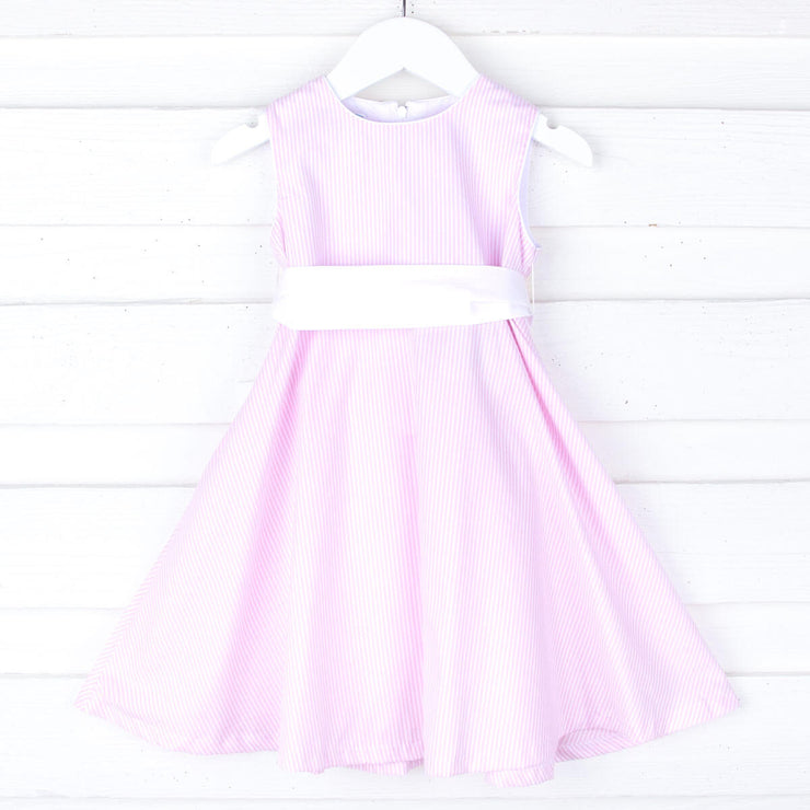 Pink Stripe Sash Dress
