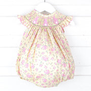 Fluffy Bunny Smocked Bubble Yellow Floral