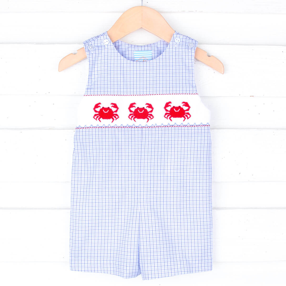 Crab Blue Smocked Jon Jon – Classic Whimsy