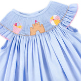 Beach Baby Light Blue Smocked Angel Sleeve Dress