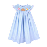 Beach Baby Light Blue Smocked Angel Sleeve Dress