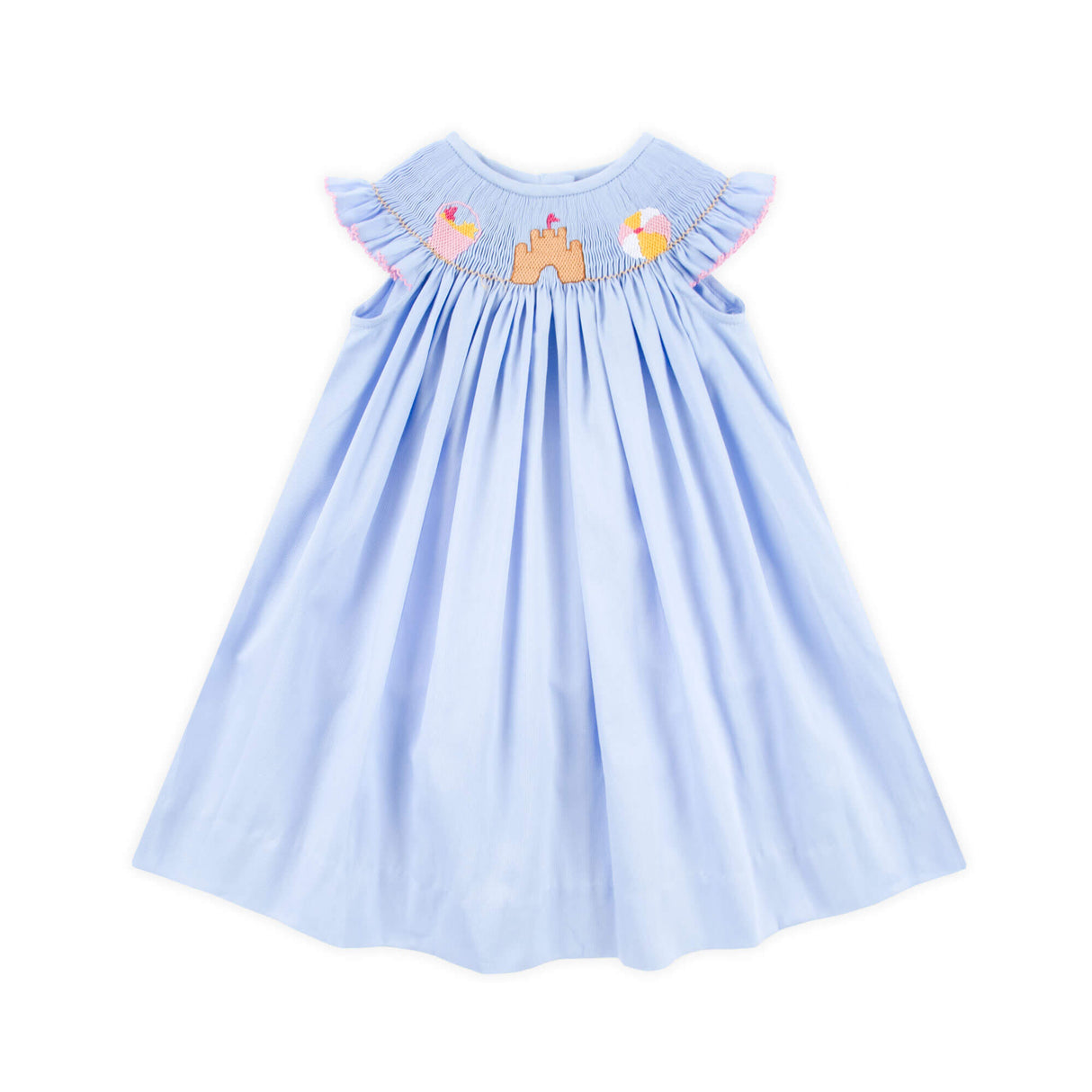 Beach Baby Light Blue Smocked Angel Sleeve Dress