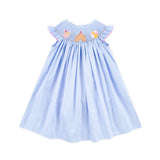 Beach Baby Light Blue Smocked Angel Sleeve Dress