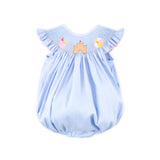 Beach Baby Light Blue Smocked Angel Sleeve Bubble
