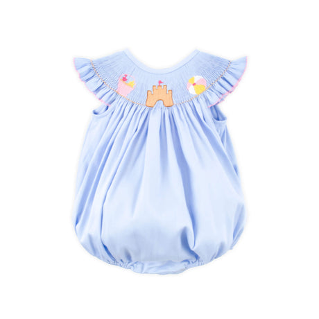 Beach Baby Light Blue Smocked Angel Sleeve Bubble