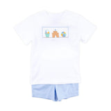 Beach Baby Light Blue Smocked Short Set