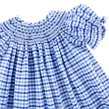 Summer Time Blue Gingham Smocked Bishop Dress