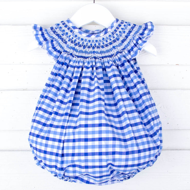 Summer Time Blue Gingham Angel Sleeve Bubble