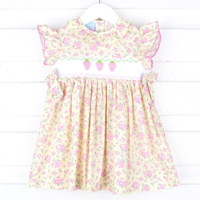 Strawberry Floral Smocked Beverly Dress